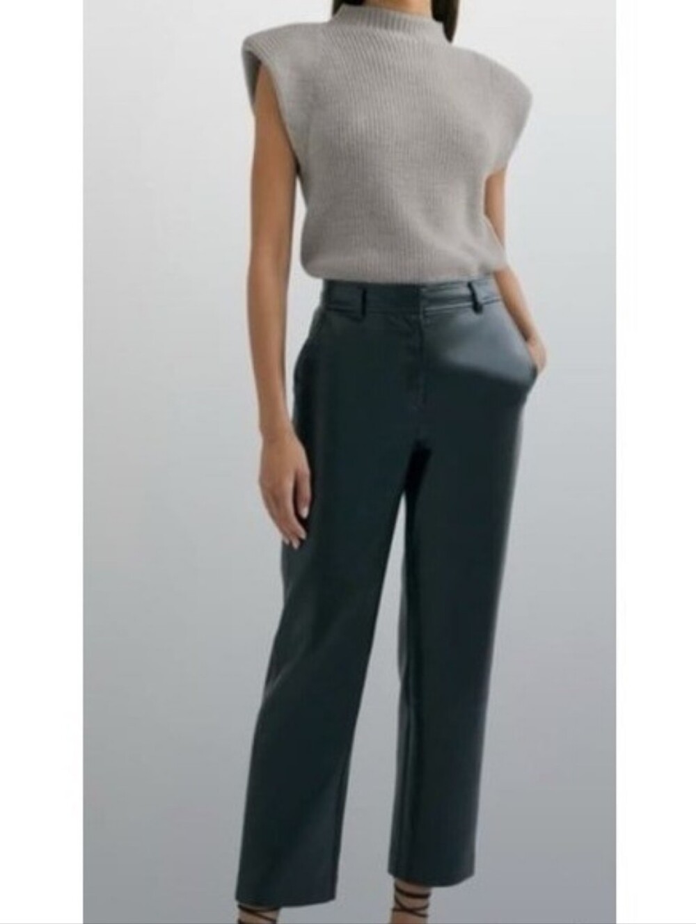 Babaton Hazlitt Cream Knit Sleeveless Mock Neck Sweater - Picture 3 of 10
